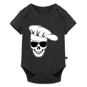 Crâne avec lunettes de soleil, toque de chef - Body à manches courtes Premium Bébé - noir - Devant