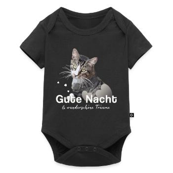Gute Nacht Shirt Schlafshirt - Baby Premium Kurzarmbody - Schwarz - Vorne