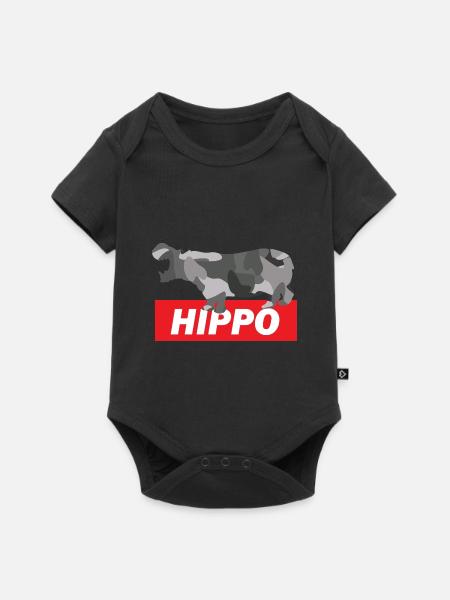 Gemütliches Flusspferd Savanne - Baby Premium Kurzarmbody - Schwarz