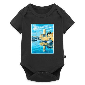 La Rochelle Frankreich Vintage Reiseplakat Souvenir - Baby Premium Kurzarmbody - Schwarz - Vorne