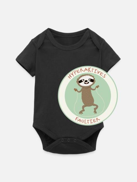 hyperaktiv Faultier - Baby Premium Kurzarmbody - Schwarz