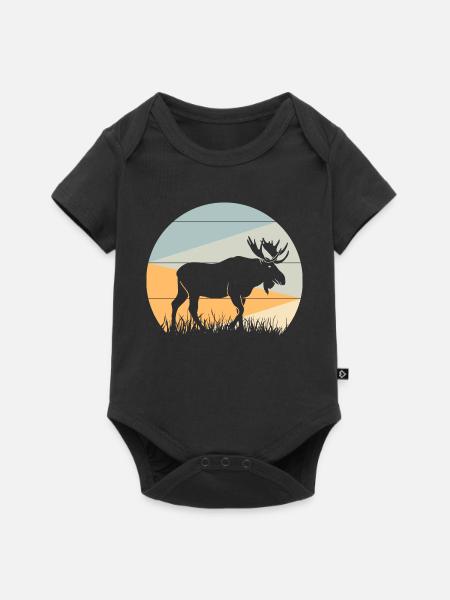 Elch - Baby Premium Kurzarmbody - Schwarz