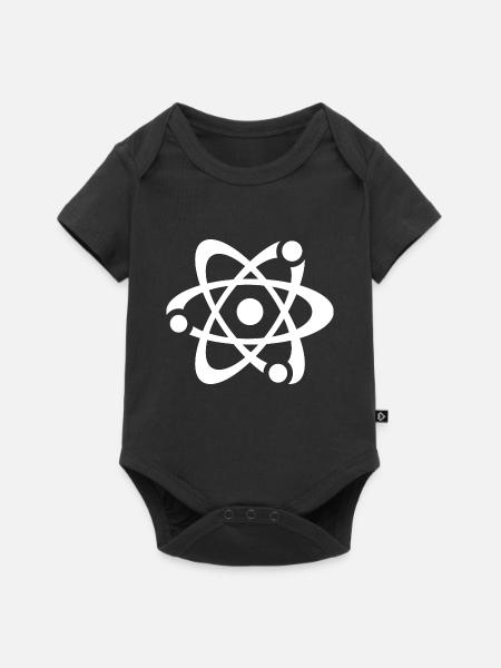 Weißes Atom-Symbol auf Schwarz - Baby Premium Kurzarmbody - Schwarz