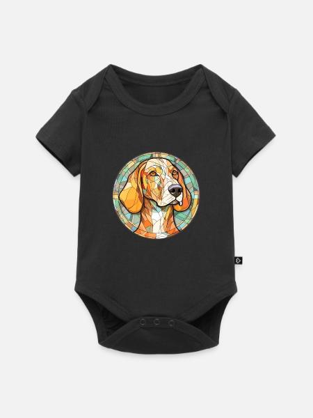 Litauische Jagdhunderasse Buntglas Bunt - Baby Premium Kurzarmbody - Schwarz