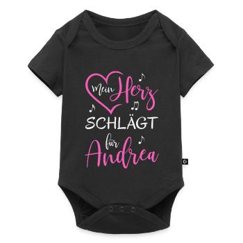 Mein Herz schlägt für Andrea - Baby Premium Kurzarmbody - Schwarz - Vorne