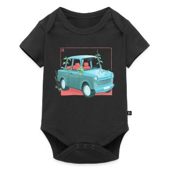 Trabi mit Pflanzen - Baby Premium Kurzarmbody - Schwarz - Vorne