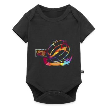 Schwungvolle Rhönradturnerin Wettkampf - Baby Premium Kurzarmbody - Schwarz - Vorne