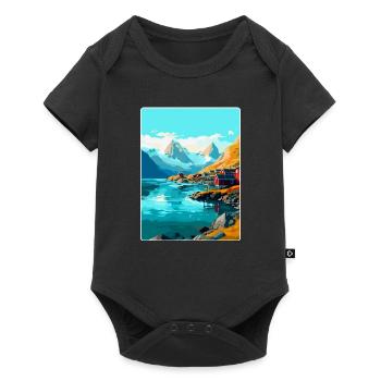 Lofoten Norwegen Vintage Reiseposter WPA - Baby Premium Kurzarmbody - Schwarz - Vorne