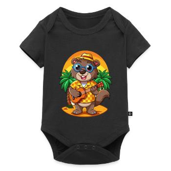 Lustige Biber Cartoon Sommer Strand Sonnenbrille - Baby Premium Kurzarmbody - Schwarz - Vorne