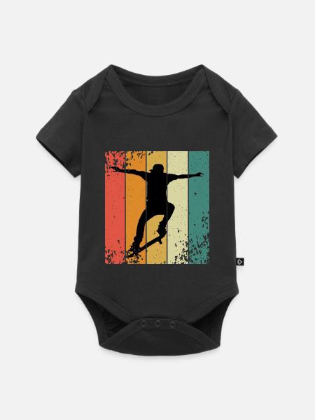 Retro-Skate-Silhouette auf farbigen Panels - Baby Premium Kurzarmbody - Schwarz