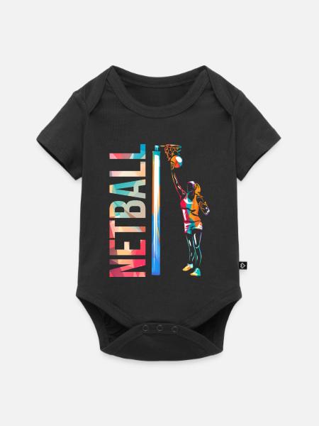 Dynamischer Netzball Hallenturnier - Baby Premium Kurzarmbody - Schwarz