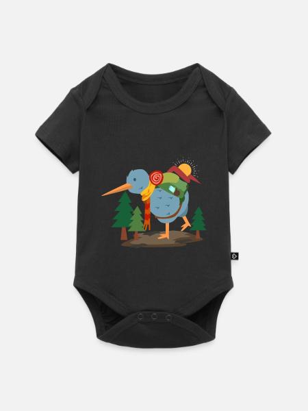 Reiselustiger Kiwivogel Backpacker - Baby Premium Kurzarmbody - Schwarz