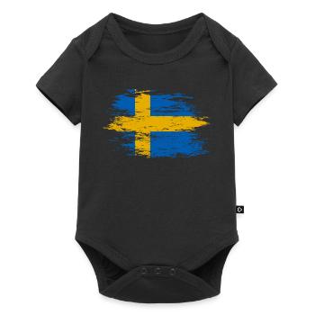 Drapeau de la Suède utilisé - Body à manches courtes Premium Bébé - noir - Devant