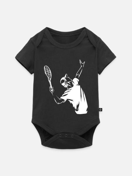 Spritziger Aufschlag Rasentennis - Baby Premium Kurzarmbody - Schwarz