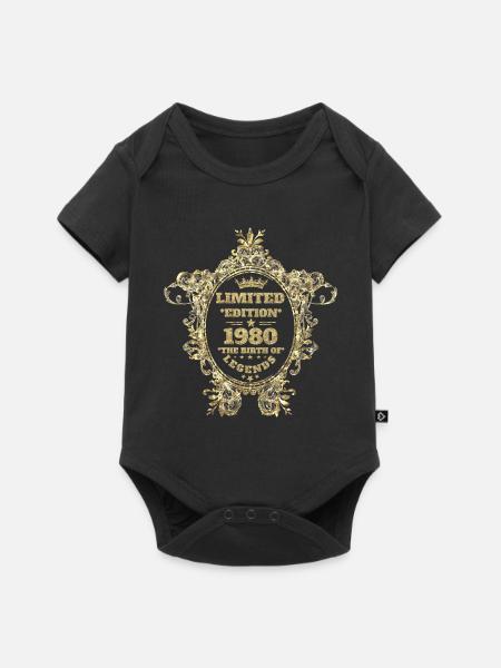1980 - Baby Premium Kurzarmbody - Schwarz
