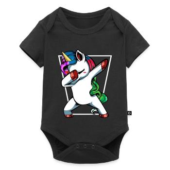 Unicorn Dab with Rainbow - Baby Premium short-sleeve bodysuit - black - Front