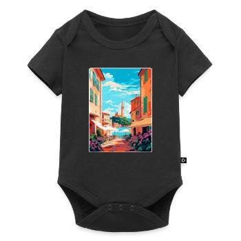 St Tropez France Affiche de voyage vintage souvenir - Body à manches courtes Premium Bébé - noir - Devant