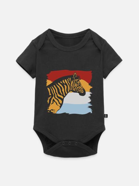 Streifiges Zebra Steppenbewohner - Baby Premium Kurzarmbody - Schwarz