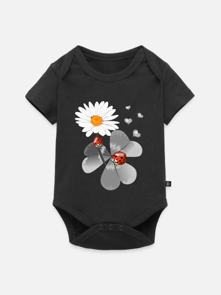 Klee mit Marienkäfer - Baby Premium Kurzarmbody - Schwarz