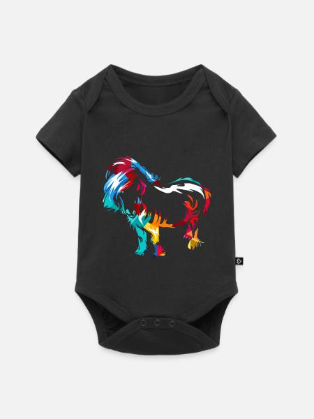 Robustes Shetlandpony Reitstallfreund - Baby Premium Kurzarmbody - Schwarz