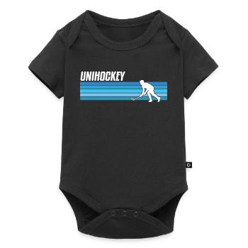 Unihockey Spieler Floorball Unihockey Spiel - Baby Premium Kurzarmbody - Schwarz - Vorne