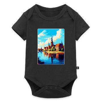 Szczecin Pologne Affiche de voyage vintage souvenir WPA - Body à manches courtes Premium Bébé - noir - Devant