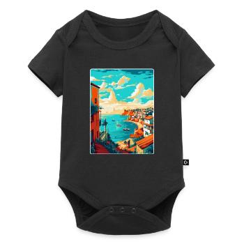 Lagos Portugal Vintage Travel Poster Souvenir WPA - Baby Premium short-sleeve bodysuit - black - Front