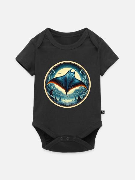 Rochen Fisch - Baby Premium Kurzarmbody - Schwarz