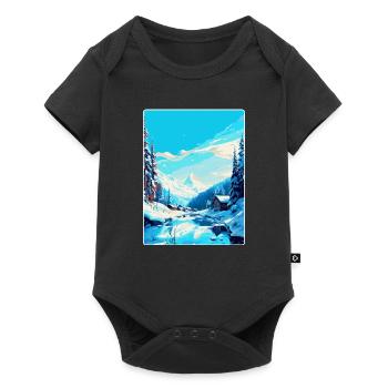 Val D Isère France Affiche de voyage vintage souvenir - Body à manches courtes Premium Bébé - noir - Devant