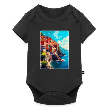 Cinque Terre Italien Vintage Reise Poster Souvenir - Baby Premium Kurzarmbody - Schwarz - Vorne