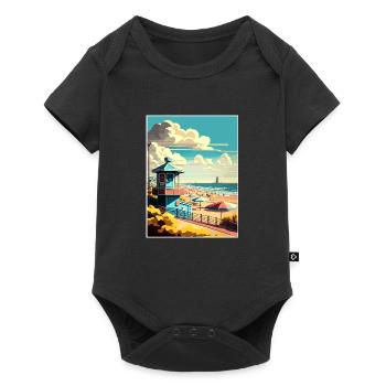 Zandvoort Niederlande Vintage Reiseposter WPA - Baby Premium Kurzarmbody - Schwarz - Vorne