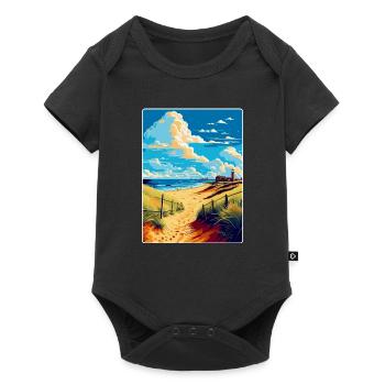 Suffolk Küste Vintage Reise Poster Souvenir WPA - Baby Premium Kurzarmbody - Schwarz - Vorne