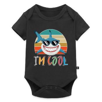 Baby Kinder Hai Fisch Tiere Lustig Sonnenbrille - Baby Premium Kurzarmbody - Schwarz - Vorne