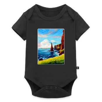 Duncansby Stacks Schottland UK Vintage Reiseposter - Baby Premium Kurzarmbody - Schwarz - Vorne
