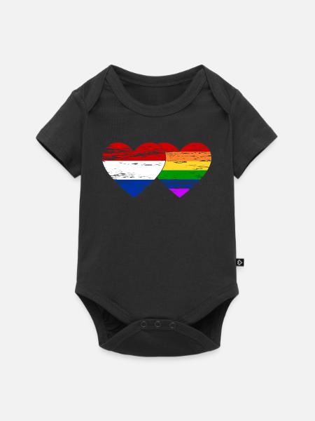 Holland Regenbogen Flagge used - Baby Premium Kurzarmbody - Schwarz