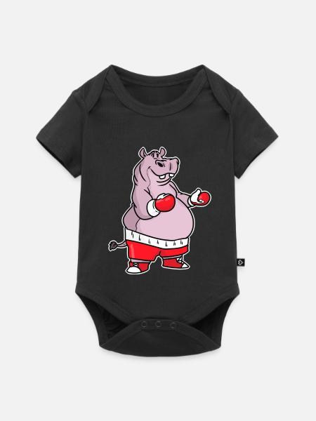 Schlagfertiges Nilpferd Boxring - Baby Premium Kurzarmbody - Schwarz