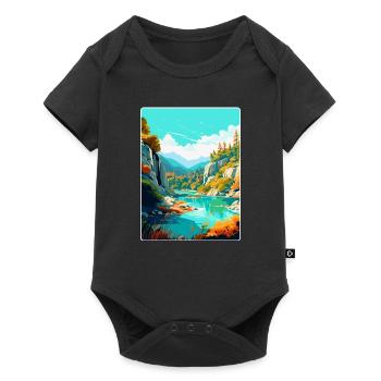 Peneda Geres Nationalpark Portugal Reiseplakat - Baby Premium Kurzarmbody - Schwarz - Vorne