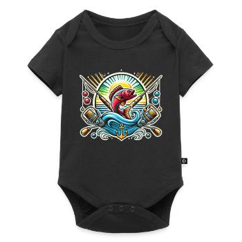 Vintage Angler Logo - Baby Premium Kurzarmbody - Schwarz - Vorne