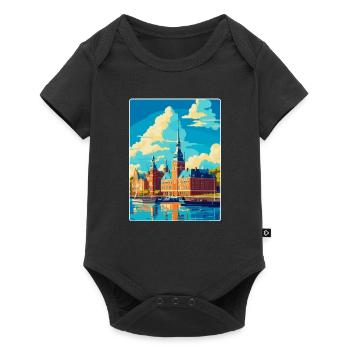 Helsingborg Sweden Vintage Travel Poster Souvenir - Baby Premium short-sleeve bodysuit - black - Front