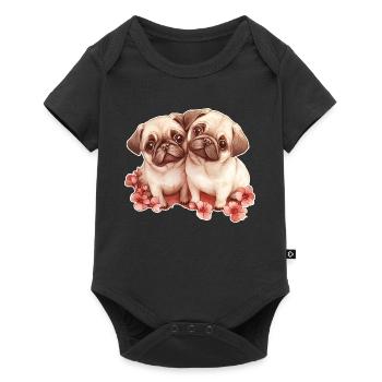 Mops - Baby Premium Kurzarmbody - Schwarz - Vorne