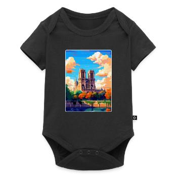 Notre Dame France Vintage Travel Poster Souvenir - Baby Premium short-sleeve bodysuit - black - Front