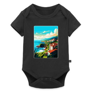 São Miguel Portugal Vintage Reiseplakat Souvenir - Baby Premium Kurzarmbody - Schwarz - Vorne