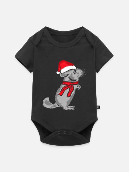 Verschmuste Chinchilla Weihnachtszeit - Baby Premium Kurzarmbody - Schwarz