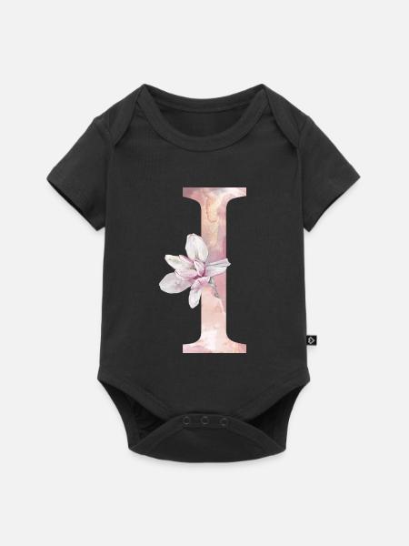 Buchstabe I - Baby Premium Kurzarmbody - Schwarz