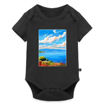 Lac de Bracciano Italie Affiche de voyage vintage WPA Art - Body à manches courtes Premium Bébé - noir - Devant