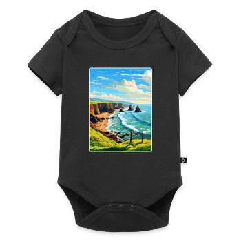 Hartland Quay Devon Vintage Travel Poster Souvenir - Baby Premium short-sleeve bodysuit - black - Front