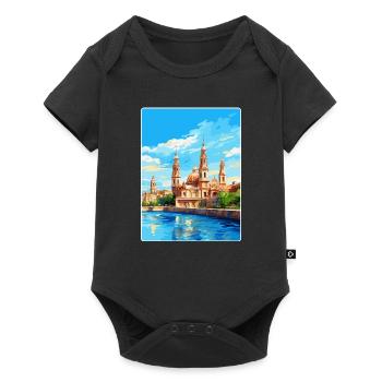 Saragossa Spanien Vintage Reiseplakat Souvenir WPA - Baby Premium Kurzarmbody - Schwarz - Vorne