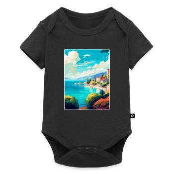 Insel Vis Kroatien Vintage Reiseplakat Souvenir - Baby Premium Kurzarmbody - Schwarz - Vorne