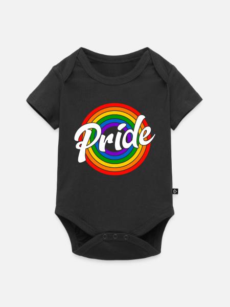 Pride Retro Regenbogen - Baby Premium Kurzarmbody - Schwarz