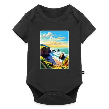 Hartland Quay Devon Vintage Travel Poster Souvenir - Baby Premium short-sleeve bodysuit - black - Front